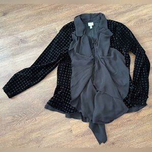 Cupio Velvet Ruffled Jacket/Blazer Womens size Medium No Buttons EUC